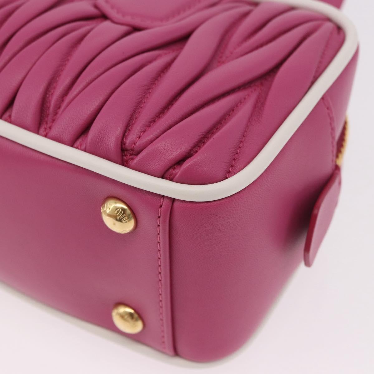 Miu Miu Matelasse Arcadi Small Hand Bag Leather 2way Pink Gold Auth 189560SM