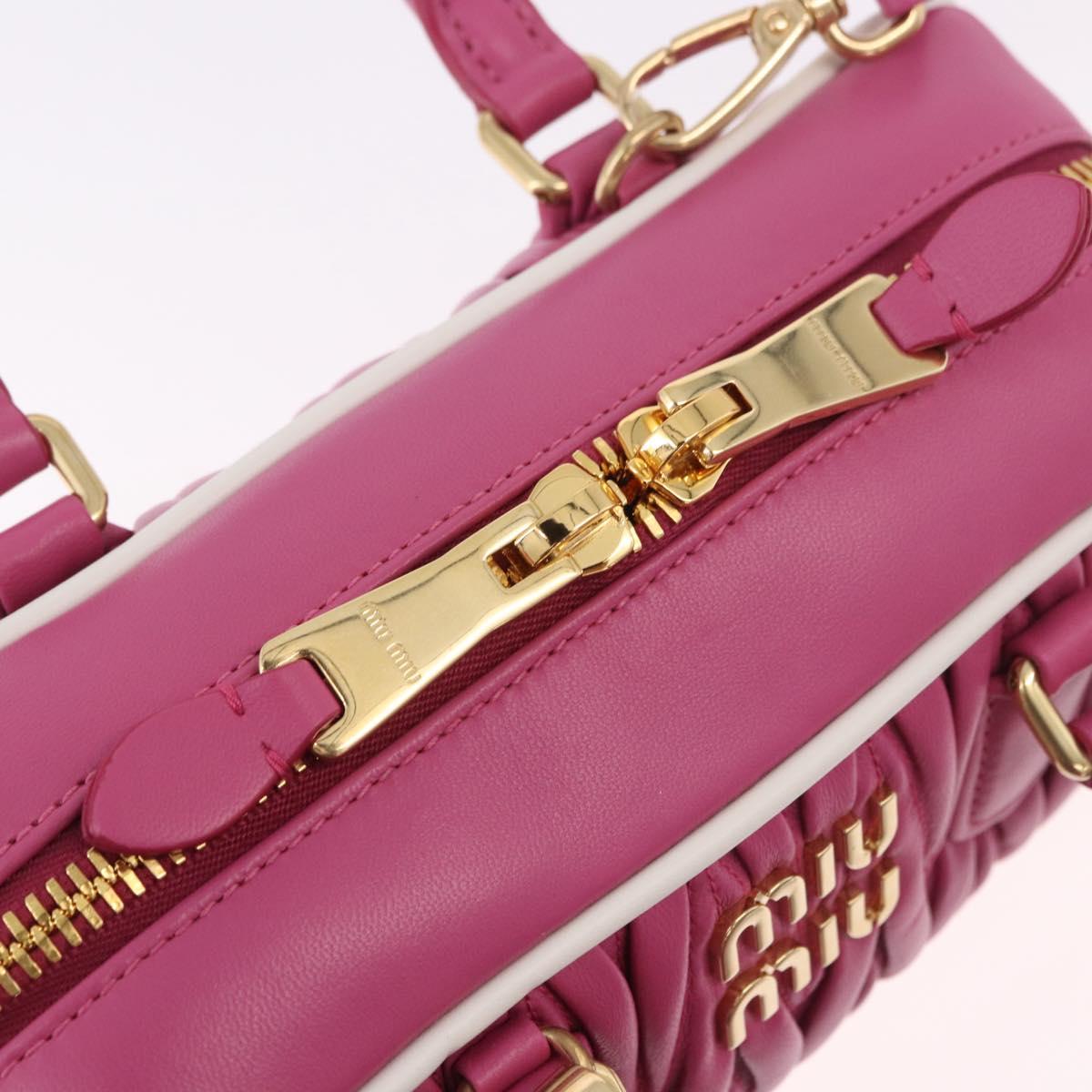Miu Miu Matelasse Arcadi Small Hand Bag Leather 2way Pink Gold Auth 189560SM
