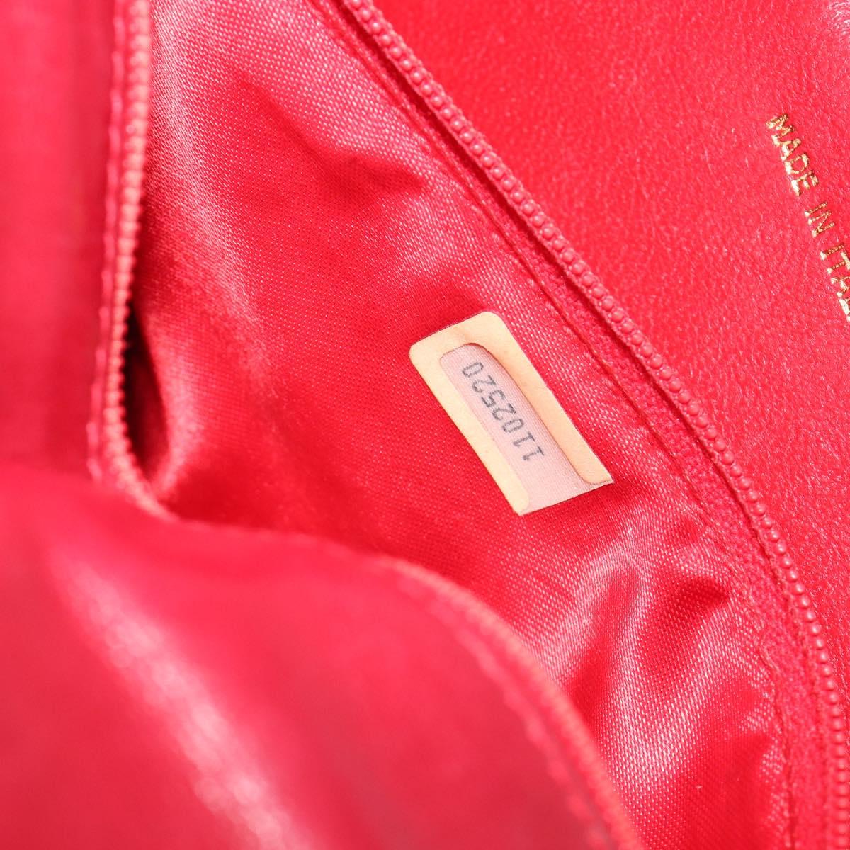 CHANEL Matelasse Chain Shoulder Bag Lamb Skin Red Gold CC Auth 189561