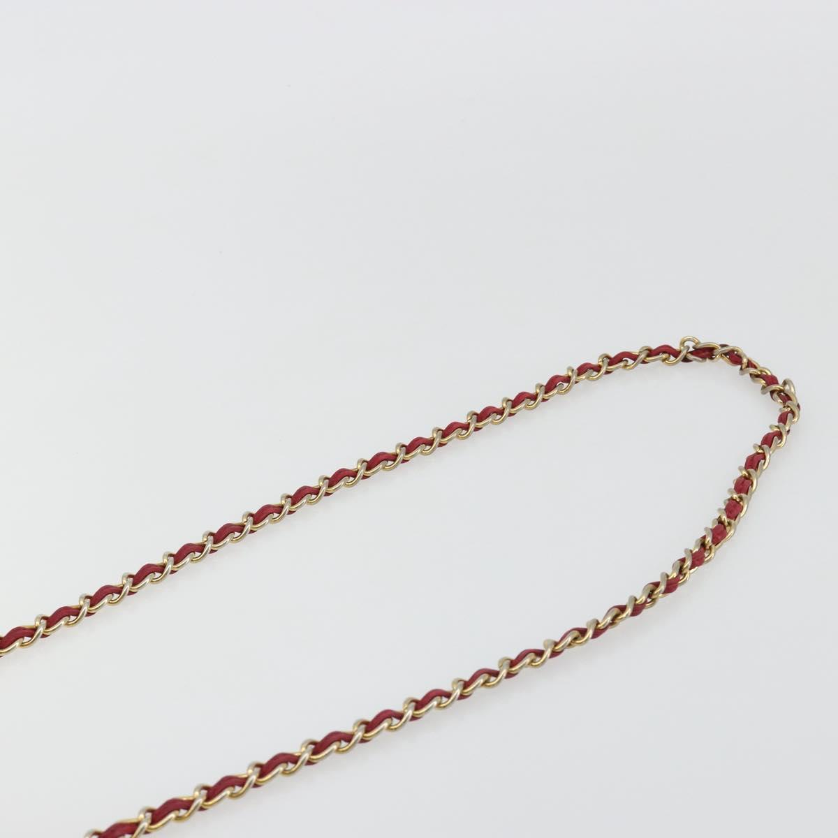 CHANEL Matelasse Chain Shoulder Bag Lamb Skin Red Gold CC Auth 189561