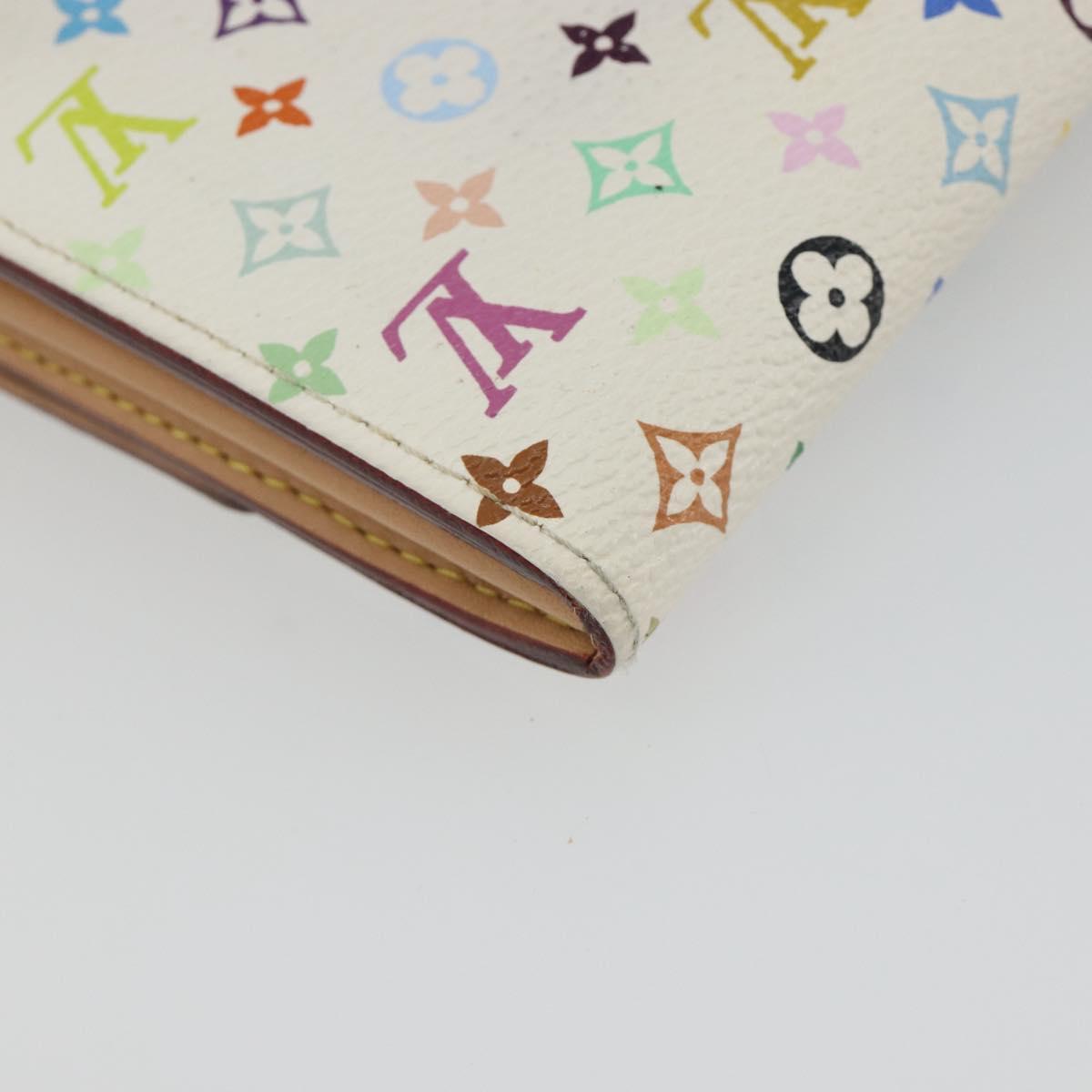 LOUIS VUITTON Multicolor Portefeuille Sarah Wallet White M93532 LV Auth 189570