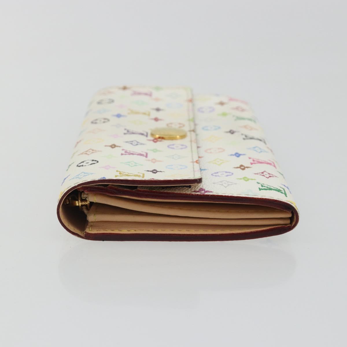 LOUIS VUITTON Multicolor Portefeuille Sarah Wallet White M93532 LV Auth 189570