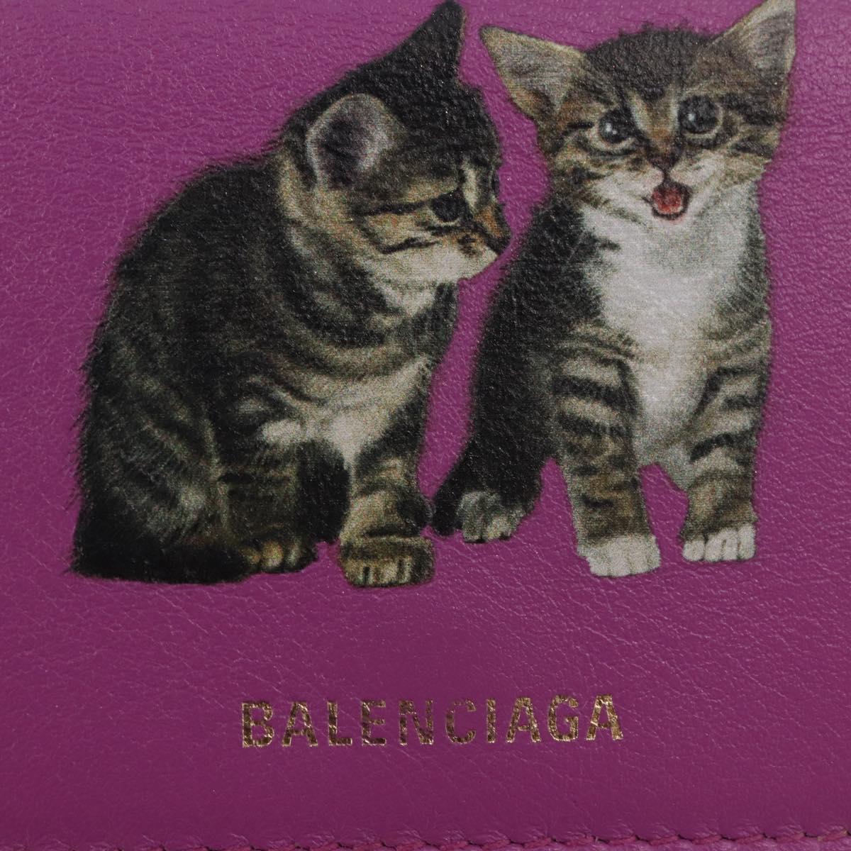 BALENCIAGA Compact Wallet Leather Pink Silver 558208 Auth 189571M