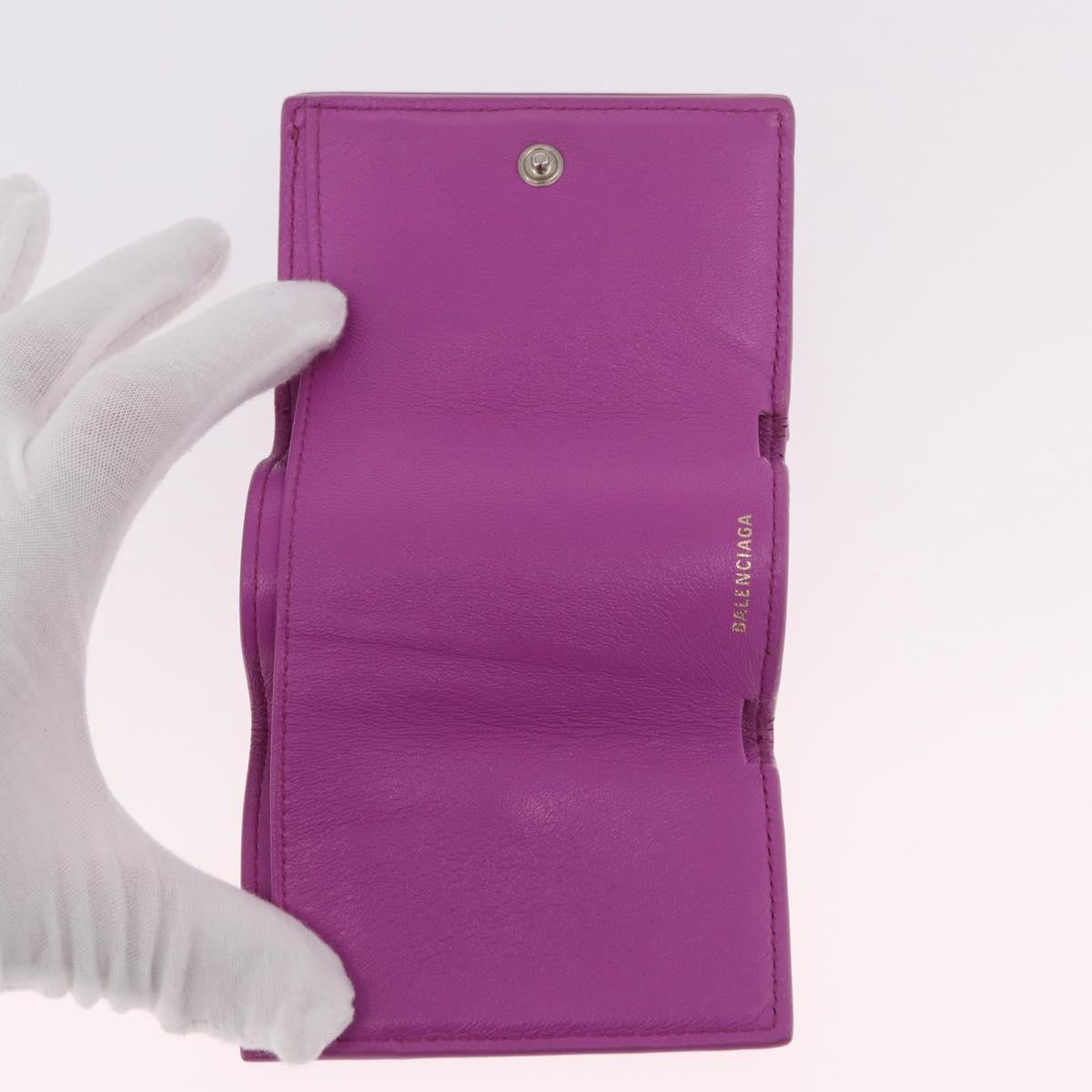 BALENCIAGA Compact Wallet Leather Pink Silver 558208 Auth 189571M