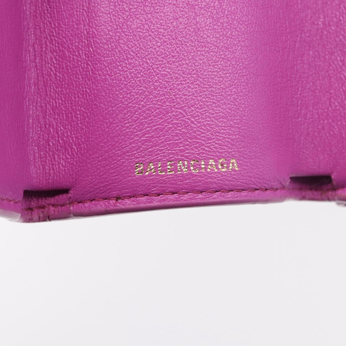 BALENCIAGA Compact Wallet Leather Pink Silver 558208 Auth 189571M