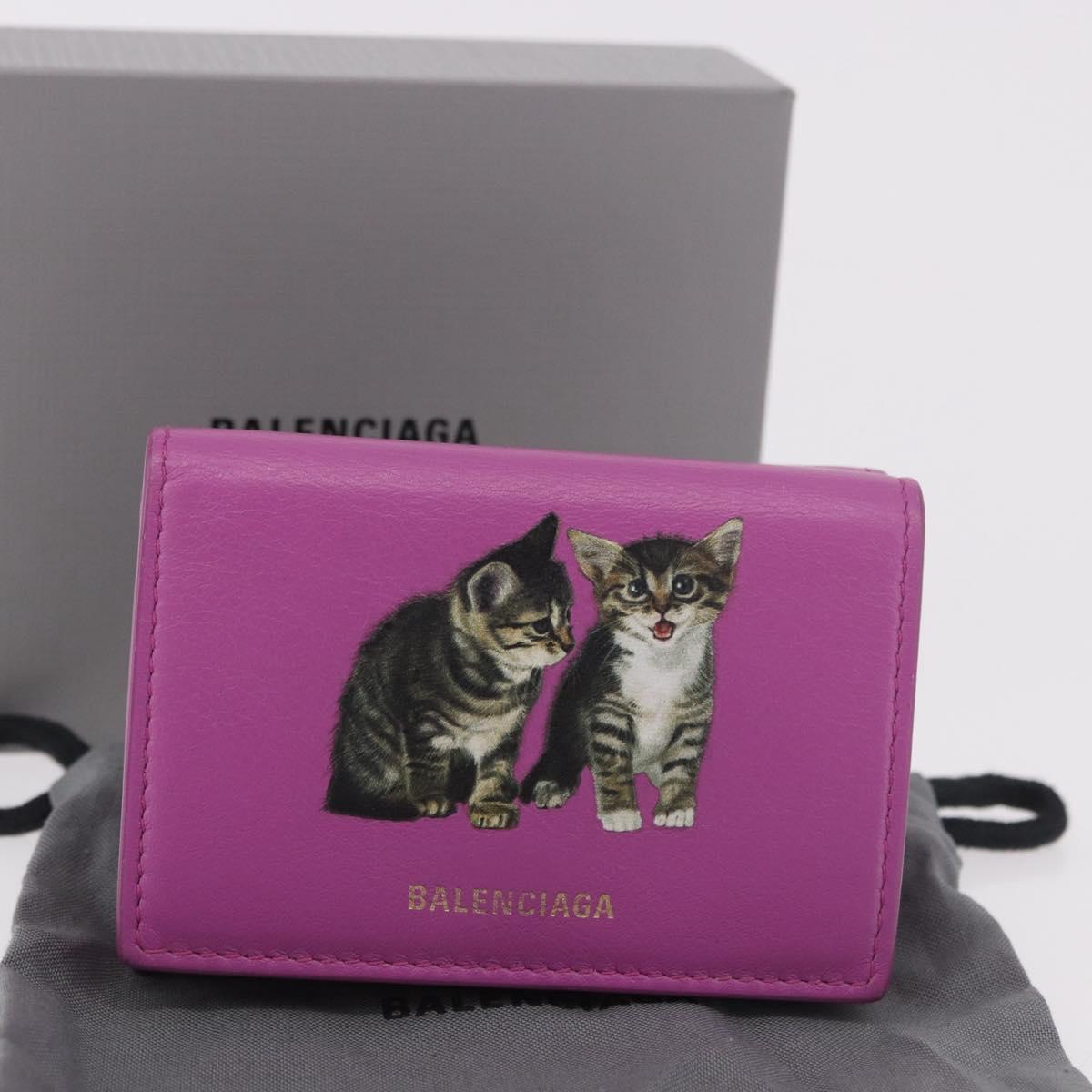 BALENCIAGA Compact Wallet Leather Pink Silver 558208 Auth 189571M