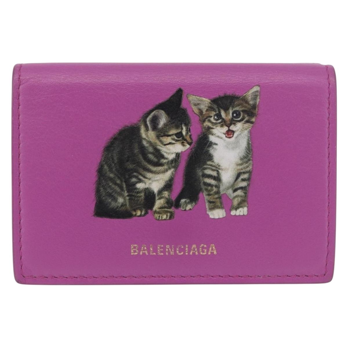 BALENCIAGA Compact Wallet Leather Pink Silver 558208 Auth 189571M