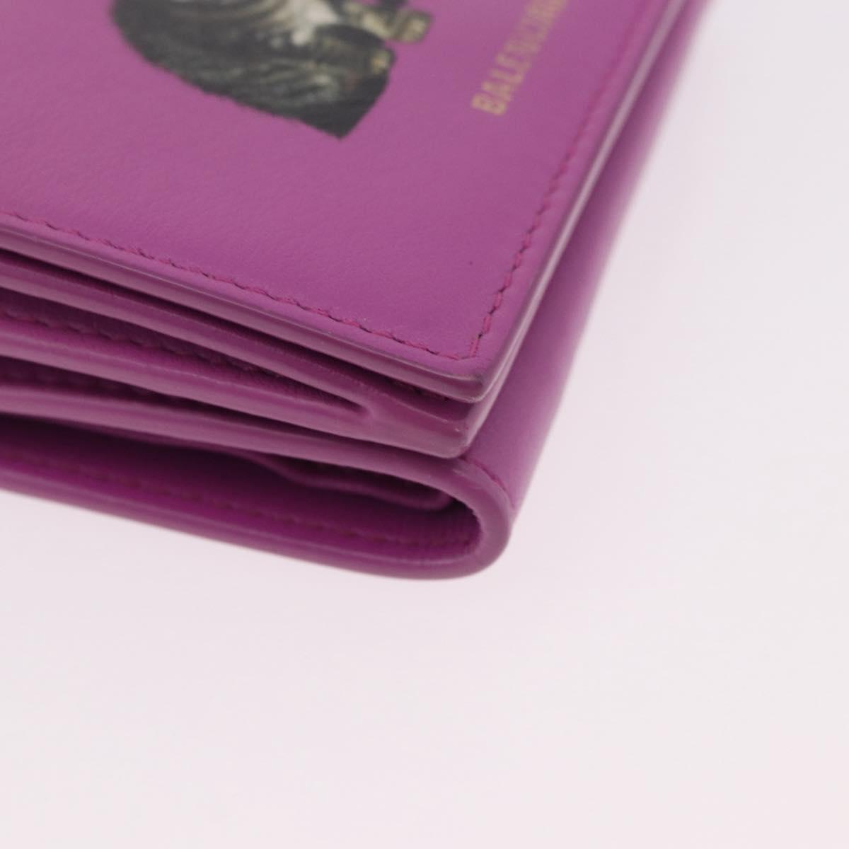 BALENCIAGA Compact Wallet Leather Pink Silver 558208 Auth 189571M