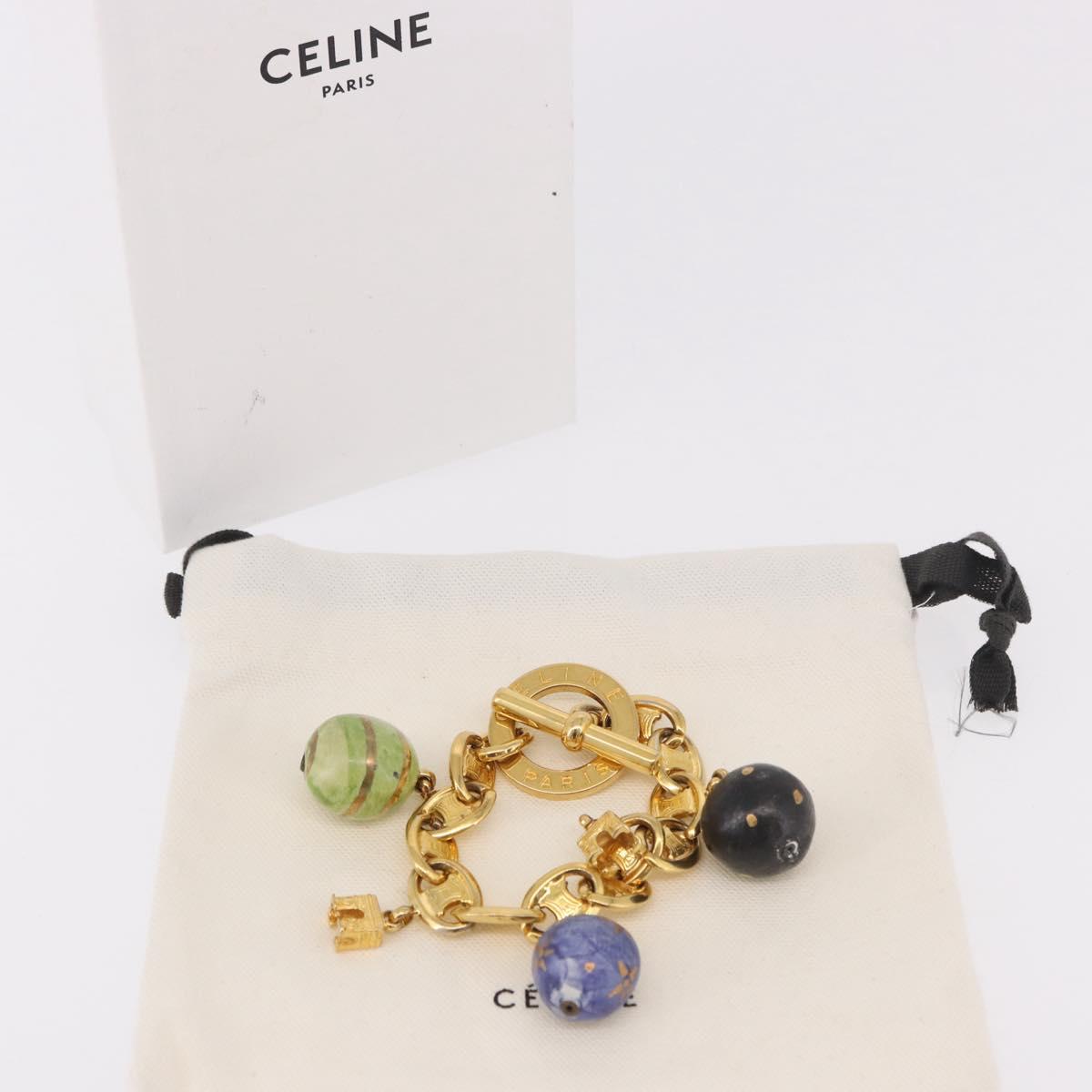 CELINE Macadam Bracelet metal Gold Tone Auth 189576M