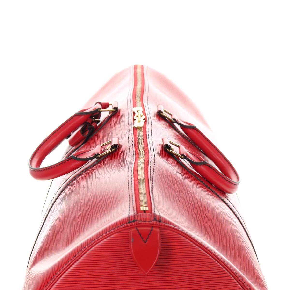 LOUIS VUITTON Epi Keepall 55 Boston Bag Red M42957 LV Auth 189584V