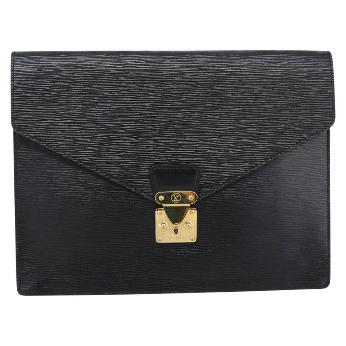 LOUIS VUITTON Epi Porte Documents Senatur Briefcase Black M54452 LV Auth 189586