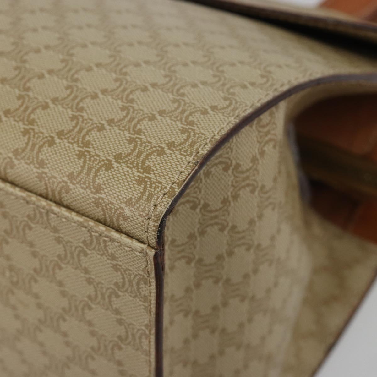 CELINE Macadam Canvas Hand Bag PVC Beige Gold Auth 189587