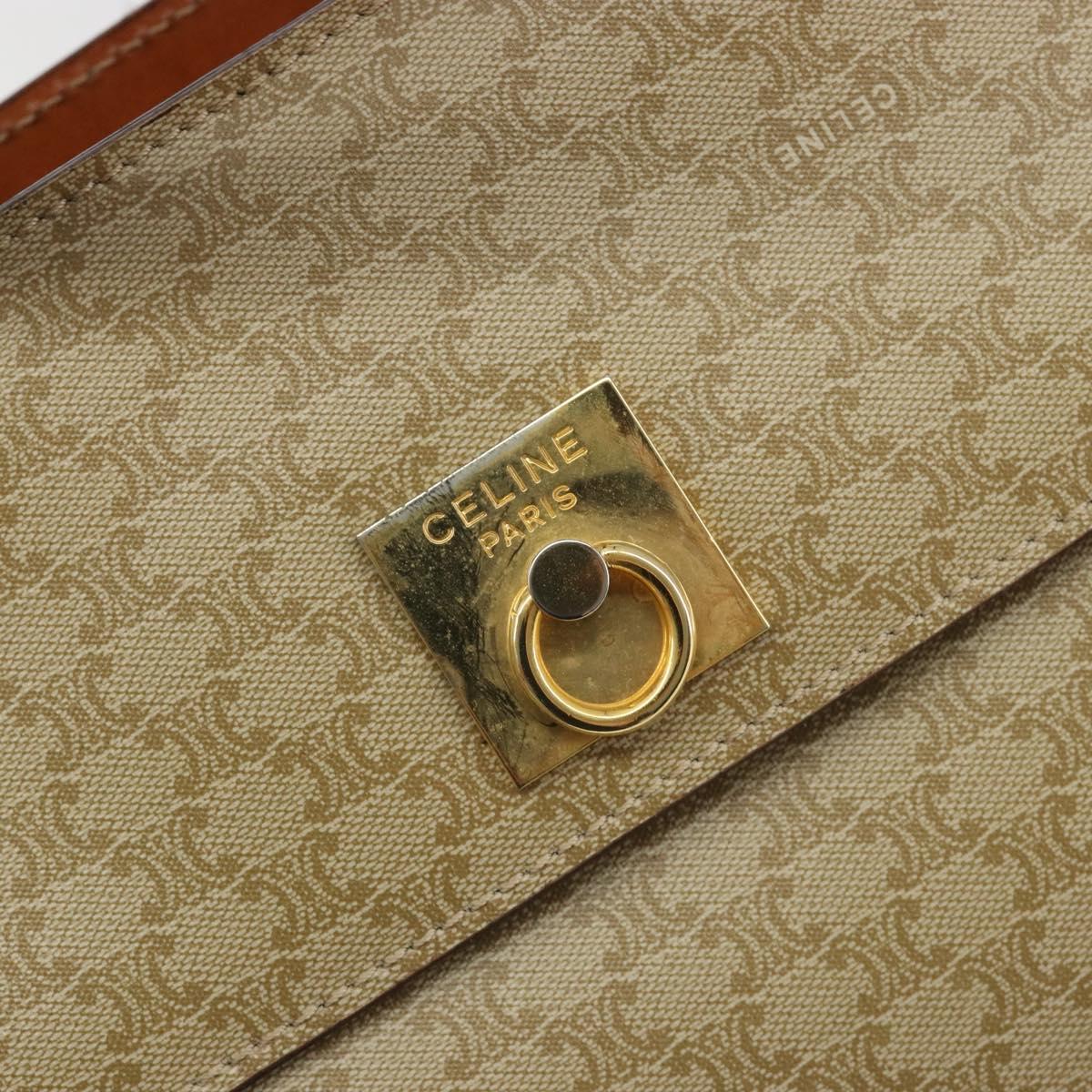CELINE Macadam Canvas Hand Bag PVC Beige Gold Auth 189587