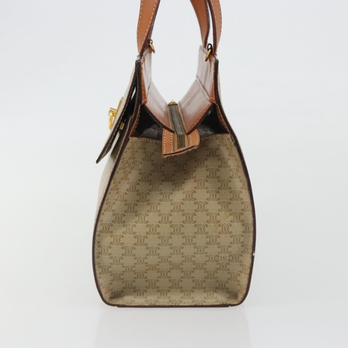 CELINE Macadam Canvas Hand Bag PVC Beige Gold Auth 189587