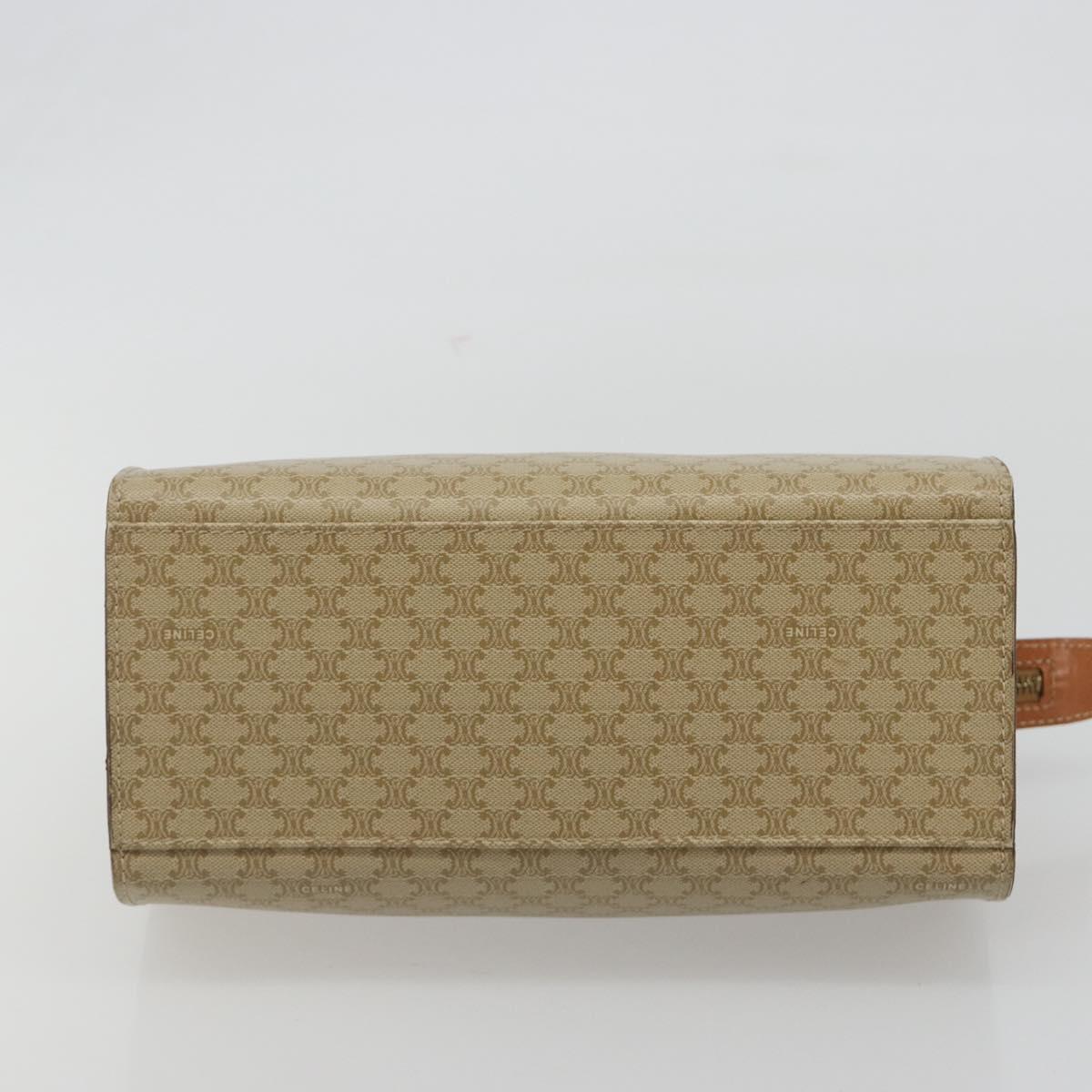 CELINE Macadam Canvas Hand Bag PVC Beige Gold Auth 189587
