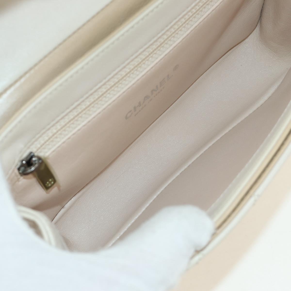 CHANEL Matelasse Shoulder Bag Leather 2way Ivory Gold Silver CC Auth 189588SAV