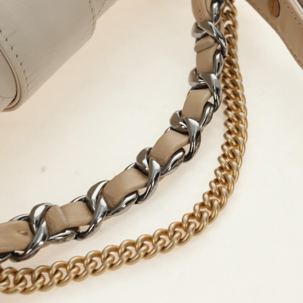 CHANEL Matelasse Shoulder Bag Leather 2way Ivory Gold Silver CC Auth 189588SAV
