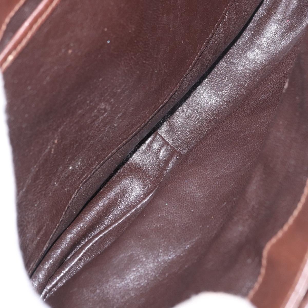 GUCCI Micro GG Canvas Shoulder Bag Suede Brown Gold Auth 189589