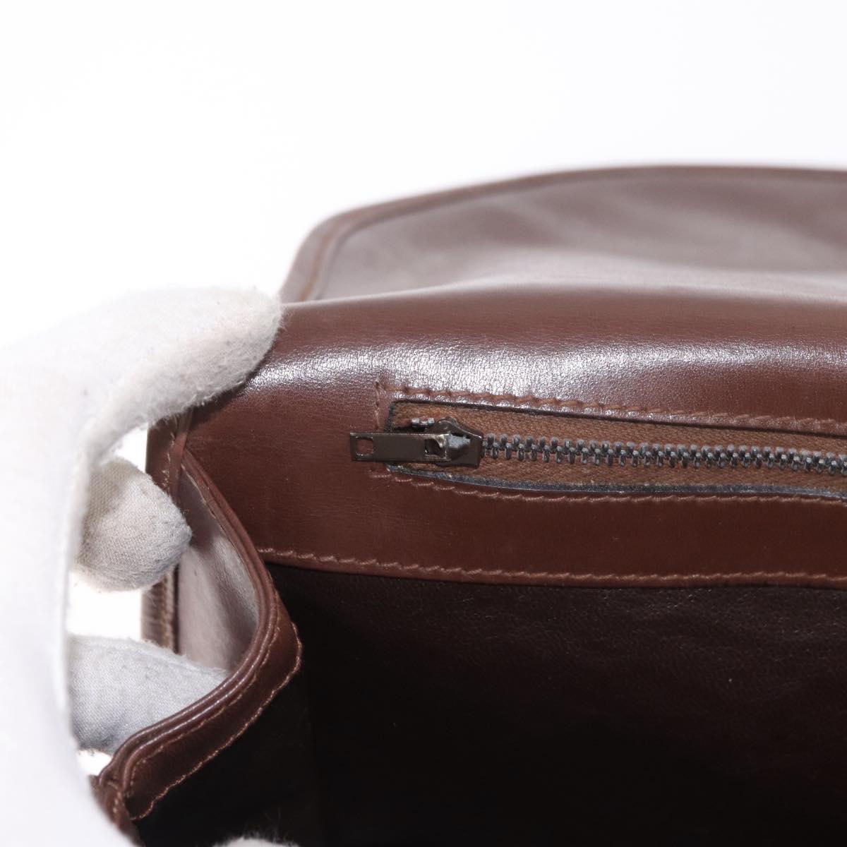 GUCCI Micro GG Canvas Shoulder Bag Suede Brown Gold Auth 189589