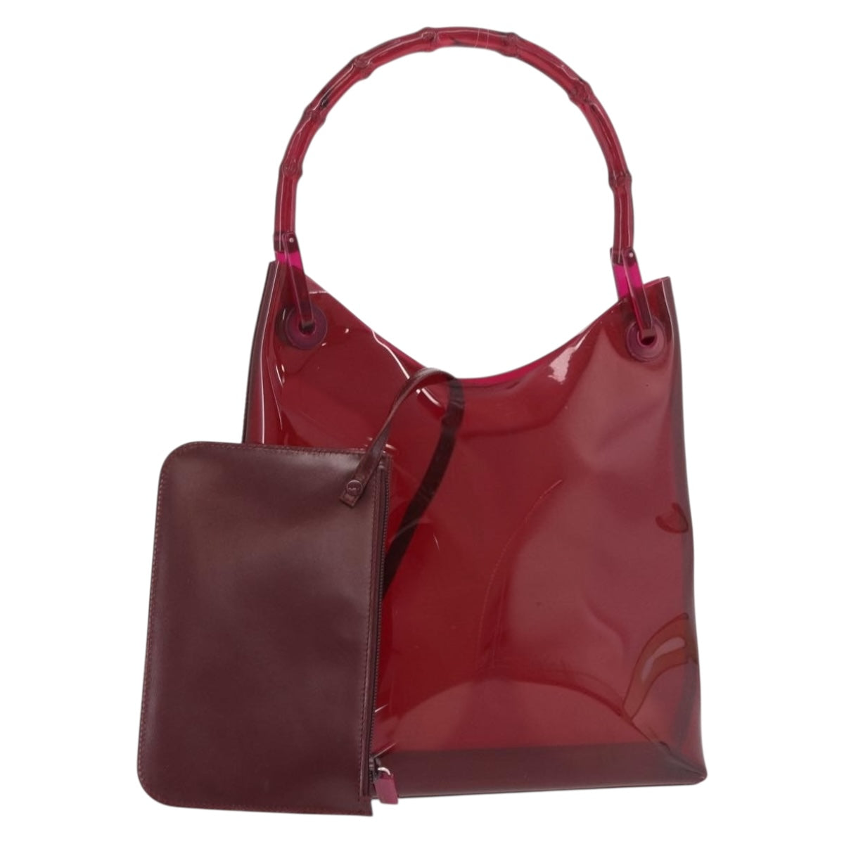GUCCI Bamboo Shoulder Bag Vinyl Red 001 1880 Auth 189590