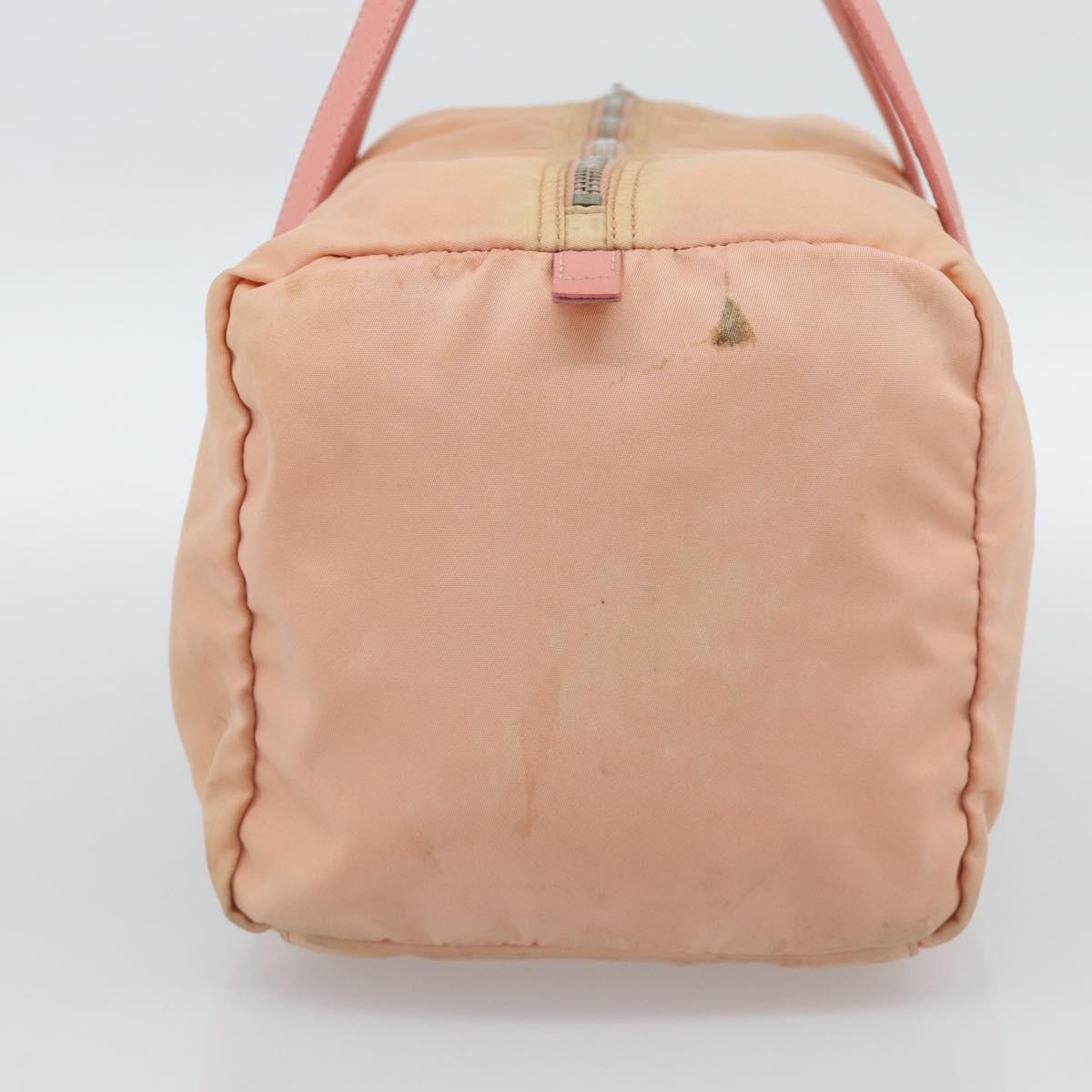 PRADA Hand Bag Nylon Pink Silver Auth 189599