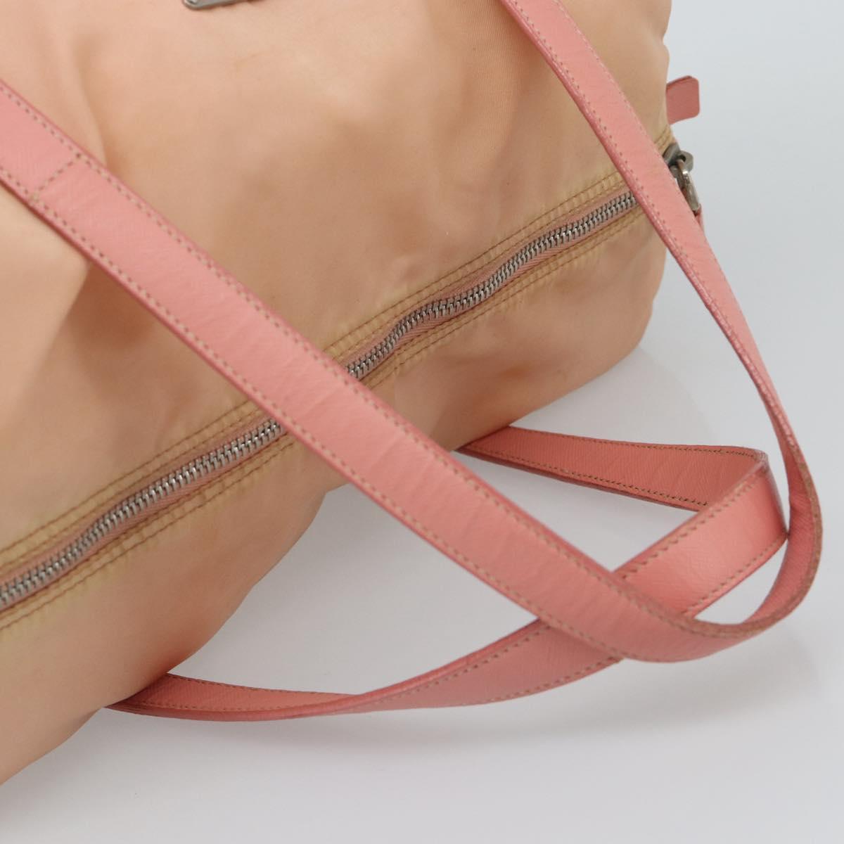 PRADA Hand Bag Nylon Pink Silver Auth 189599