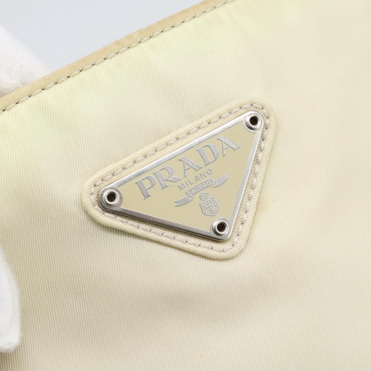 PRADA Tote Bag Nylon Ivory Silver Auth 189601