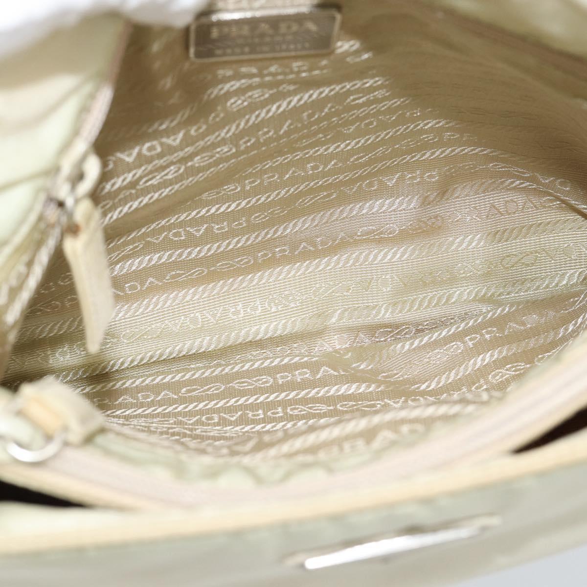 PRADA Tote Bag Nylon Ivory Silver Auth 189601