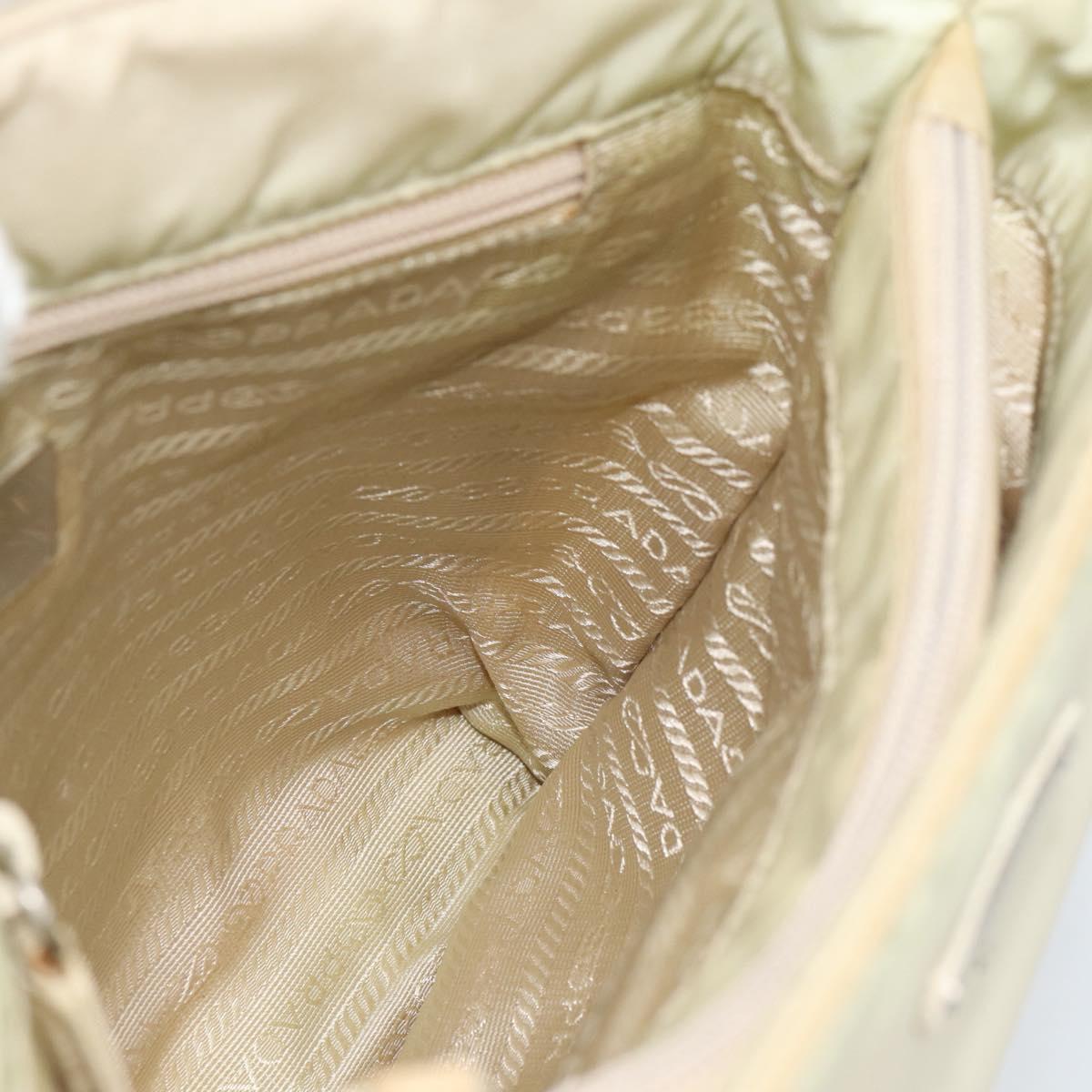 PRADA Tote Bag Nylon Ivory Silver Auth 189601
