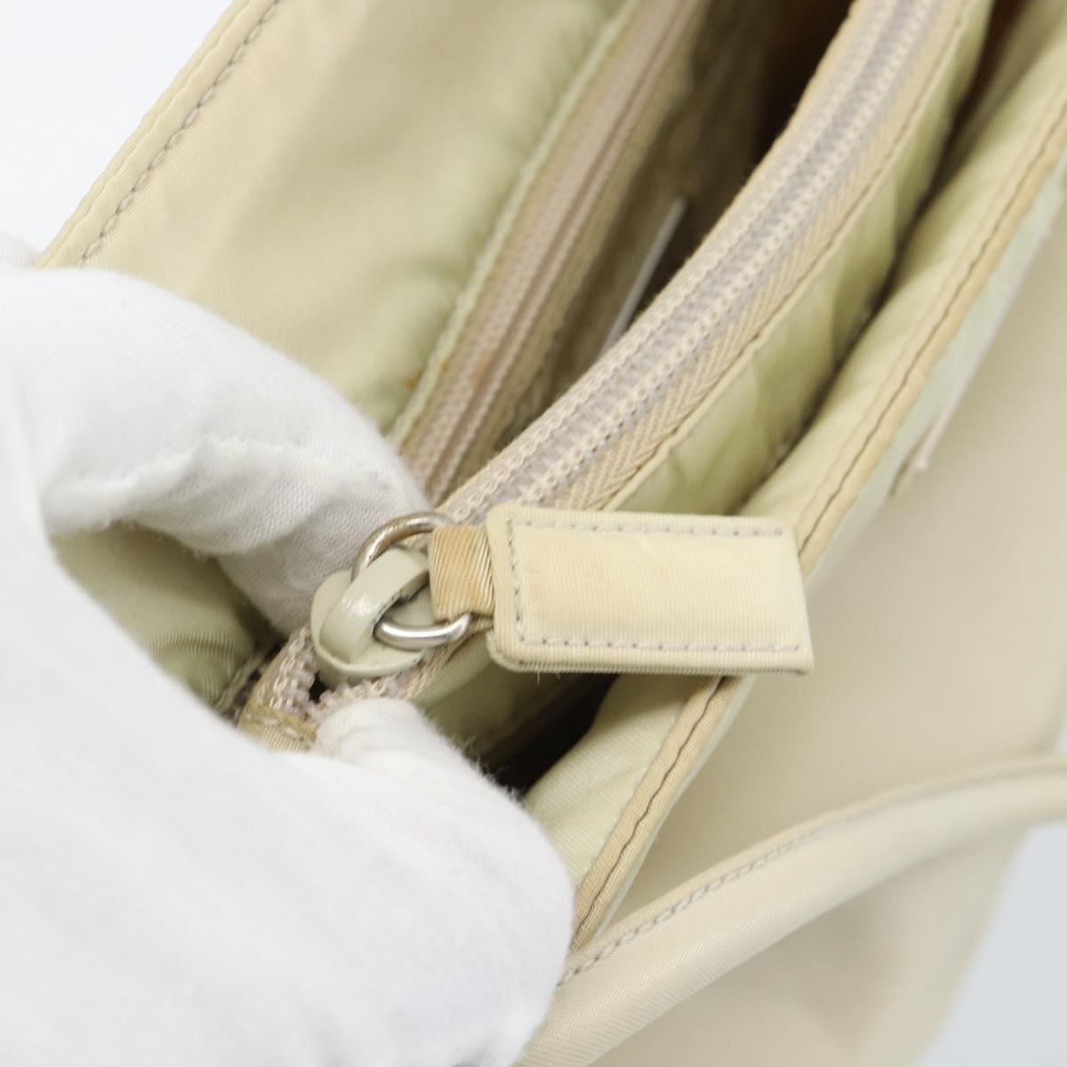 PRADA Tote Bag Nylon Ivory Silver Auth 189601