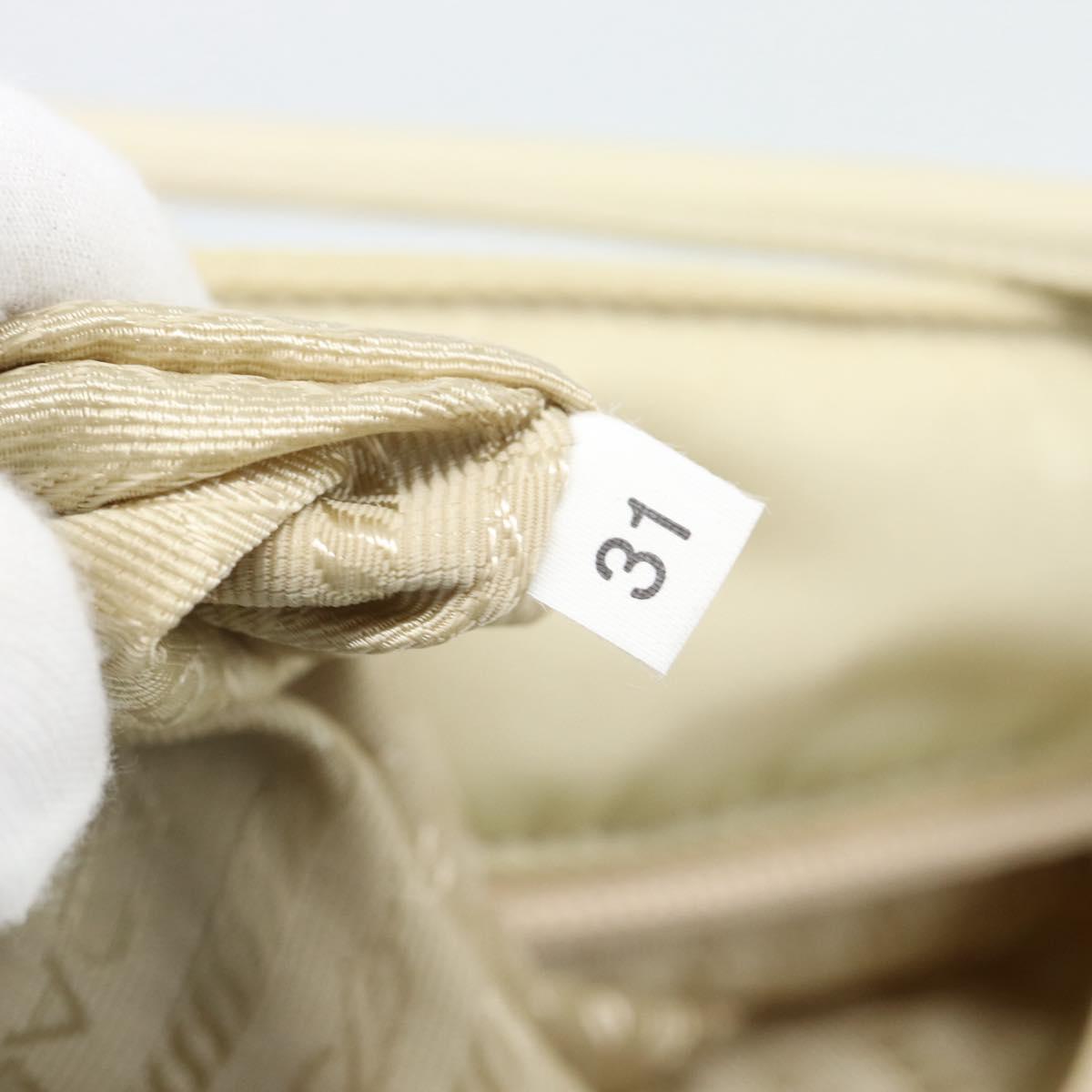 PRADA Tote Bag Nylon Ivory Silver Auth 189601