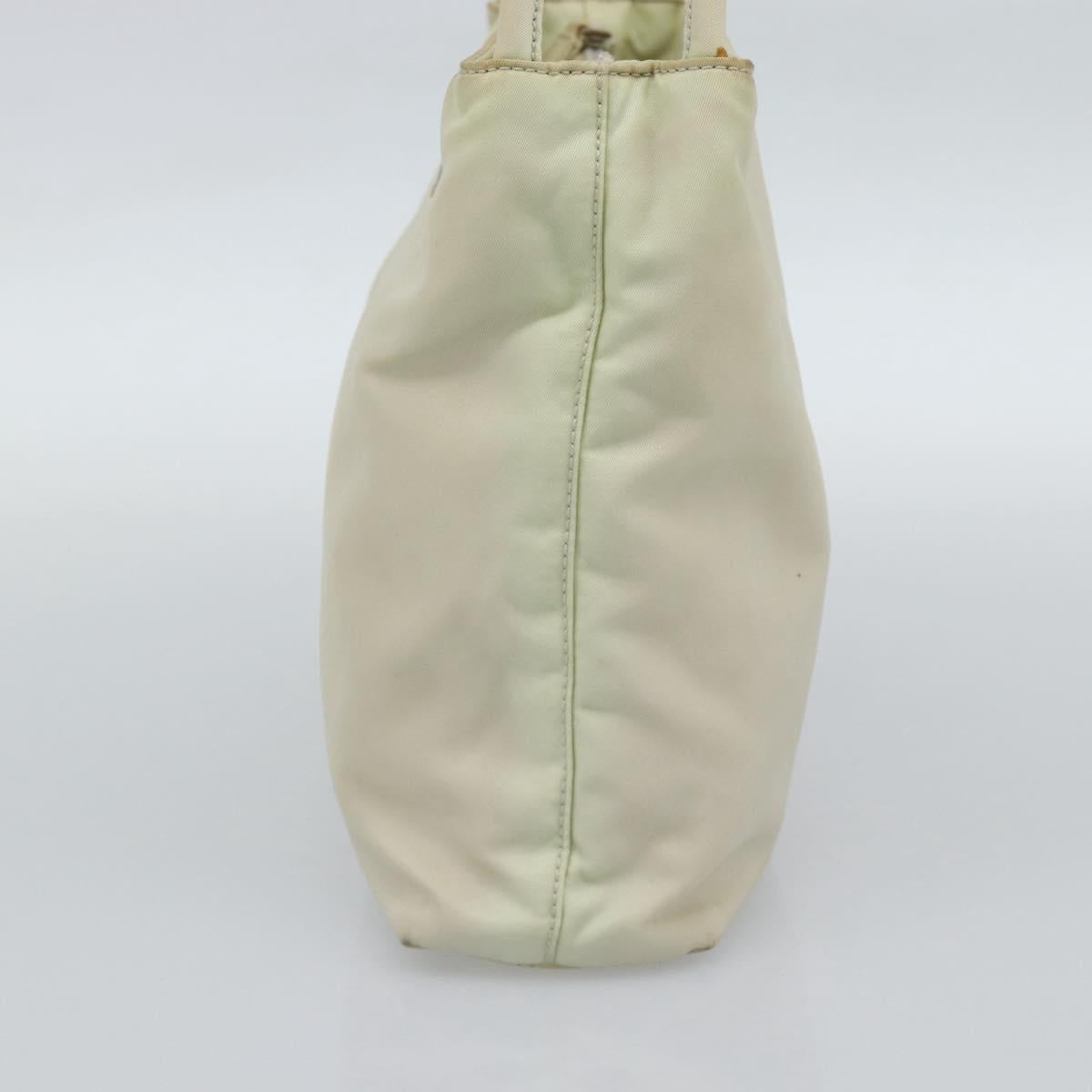 PRADA Tote Bag Nylon Ivory Silver Auth 189601