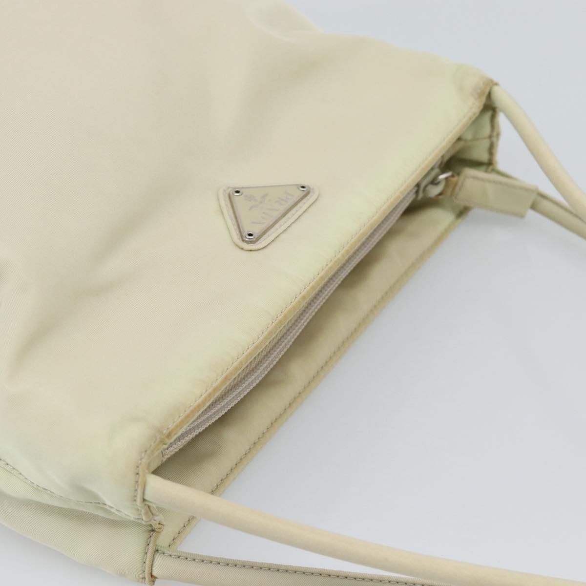 PRADA Tote Bag Nylon Ivory Silver Auth 189601