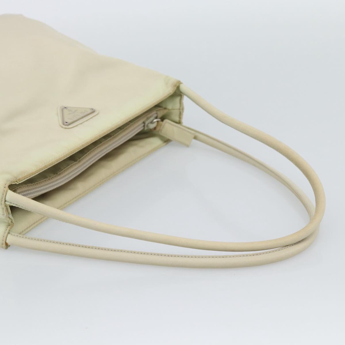 PRADA Tote Bag Nylon Ivory Silver Auth 189601