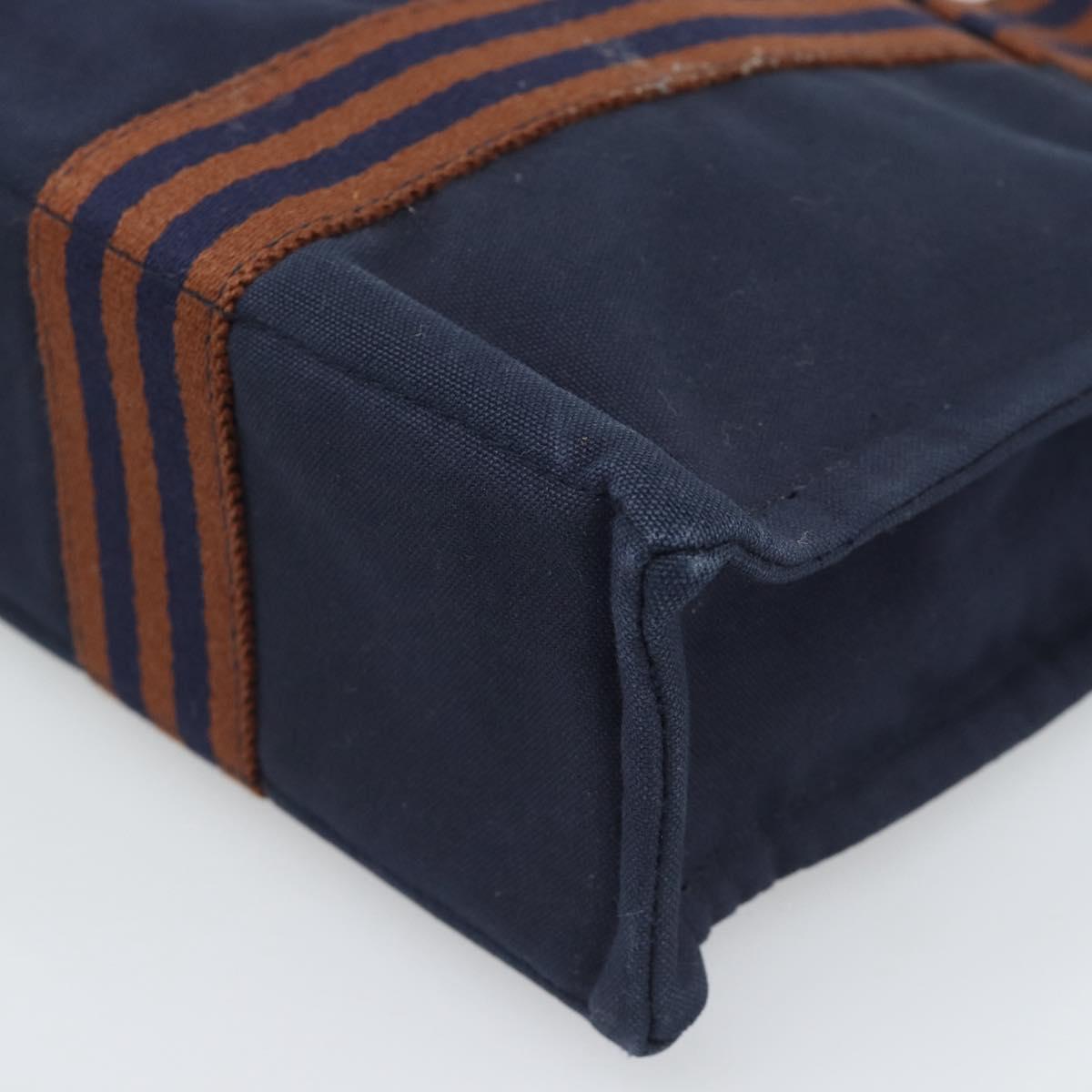 HERMES New Fourre Tout PM Hand Bag Canvas Navy Silver Auth 189604