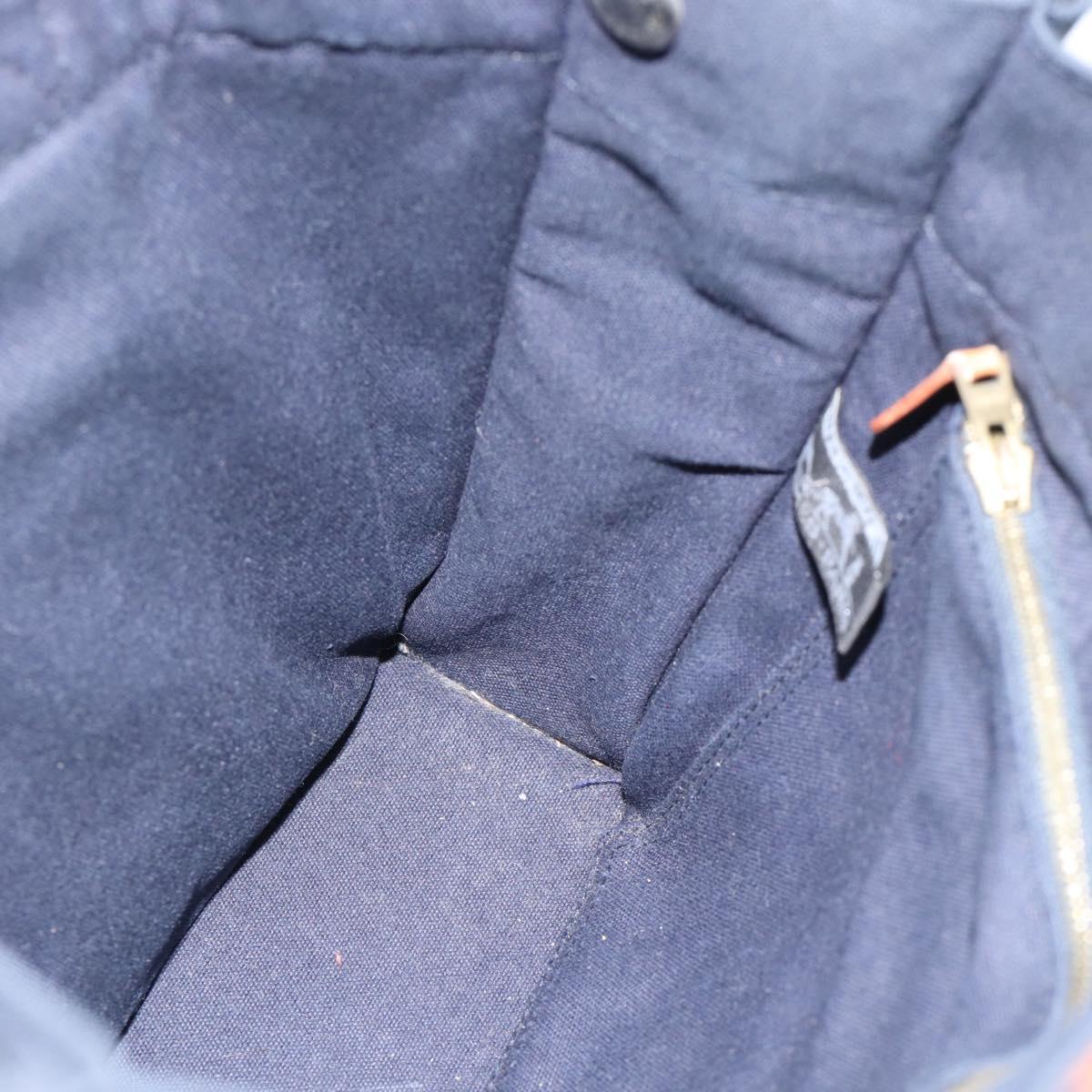 HERMES New Fourre Tout PM Hand Bag Canvas Navy Silver Auth 189604