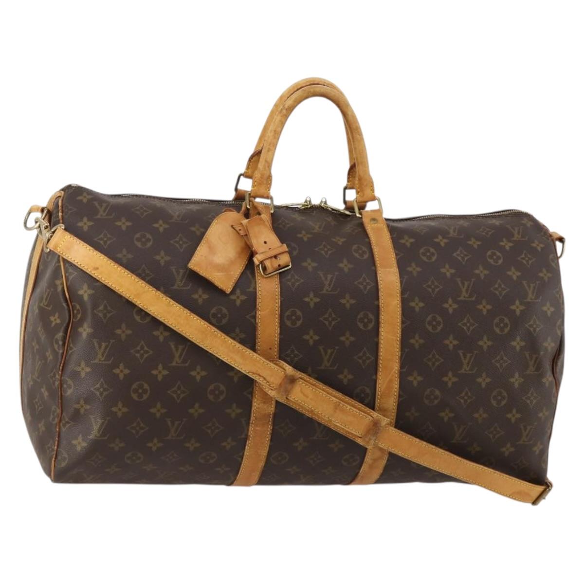 LOUIS VUITTON Monogram Keepall Bandouliere 55 Boston Bag M41414 LV Auth 189613