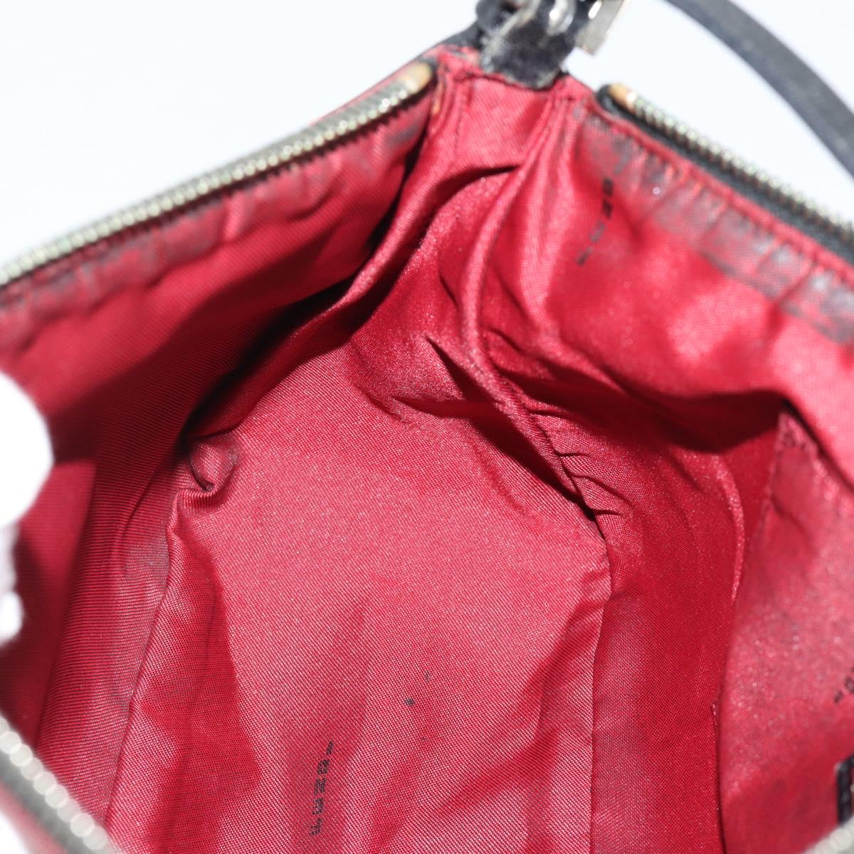 FENDI Zucchino Canvas Shoulder Bag Red Silver Auth 189614