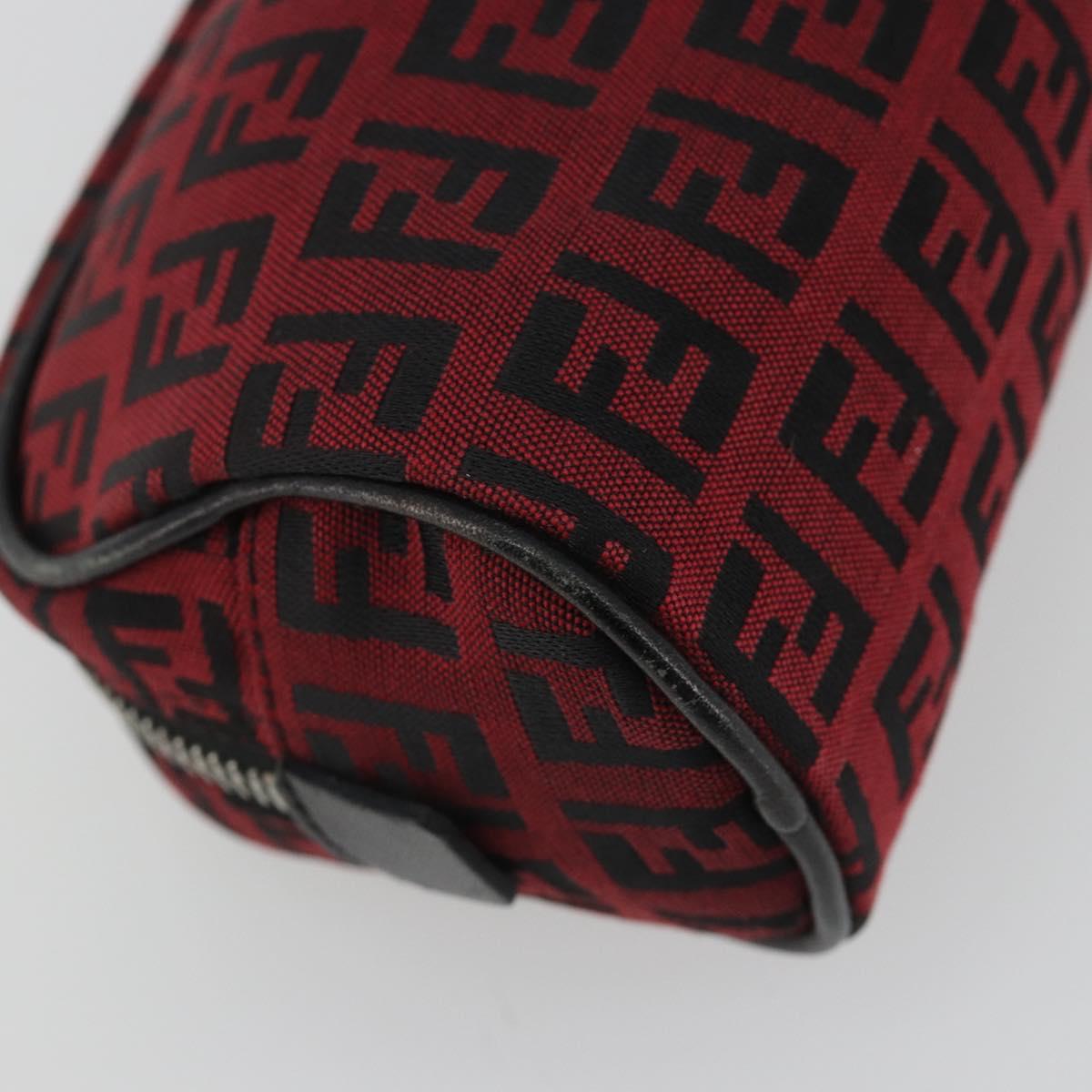 FENDI Zucchino Canvas Pouch Red Silver Auth 189615A