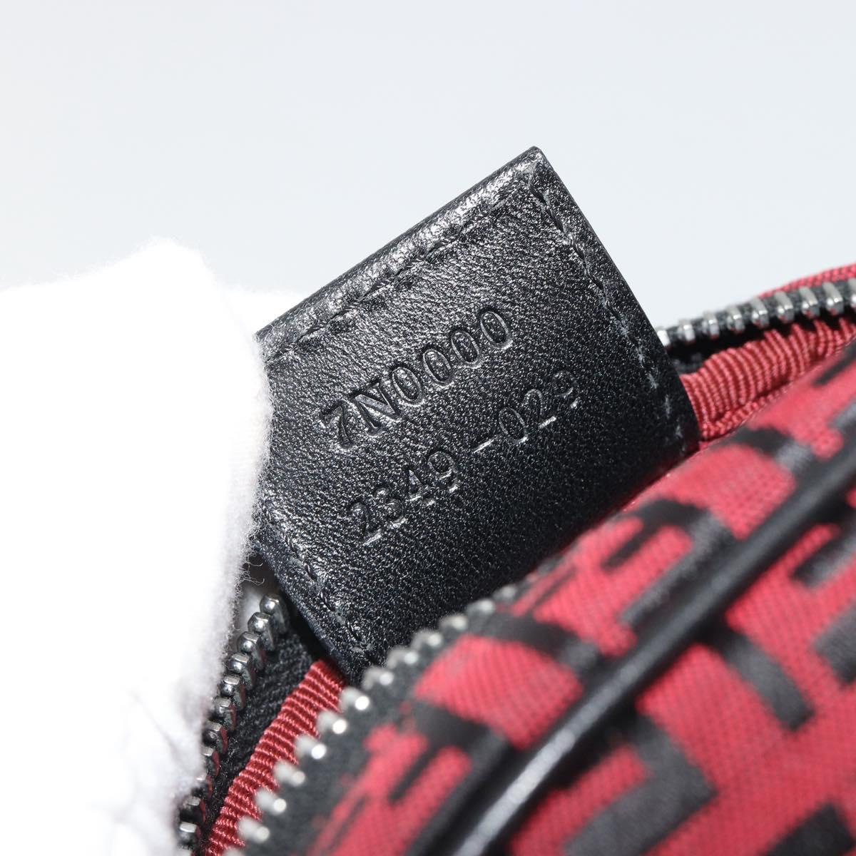FENDI Zucchino Canvas Pouch Red Silver Auth 189615A