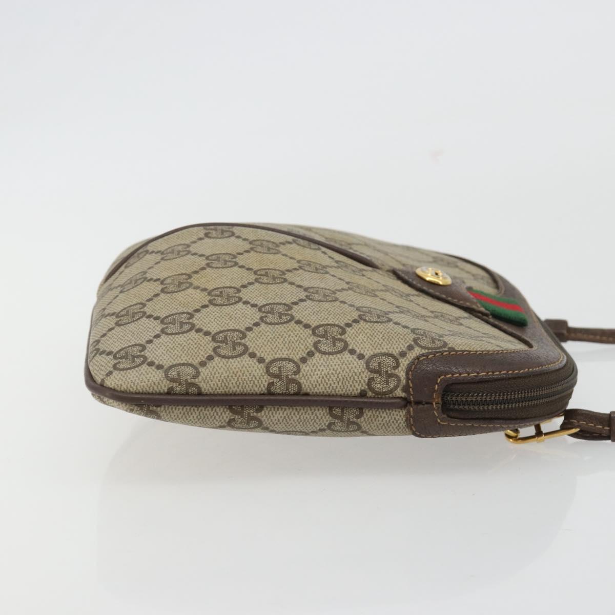 GUCCI GG Supreme Web Sherry Line Bag PVC Beige Gold 904 02 047 Auth 189616