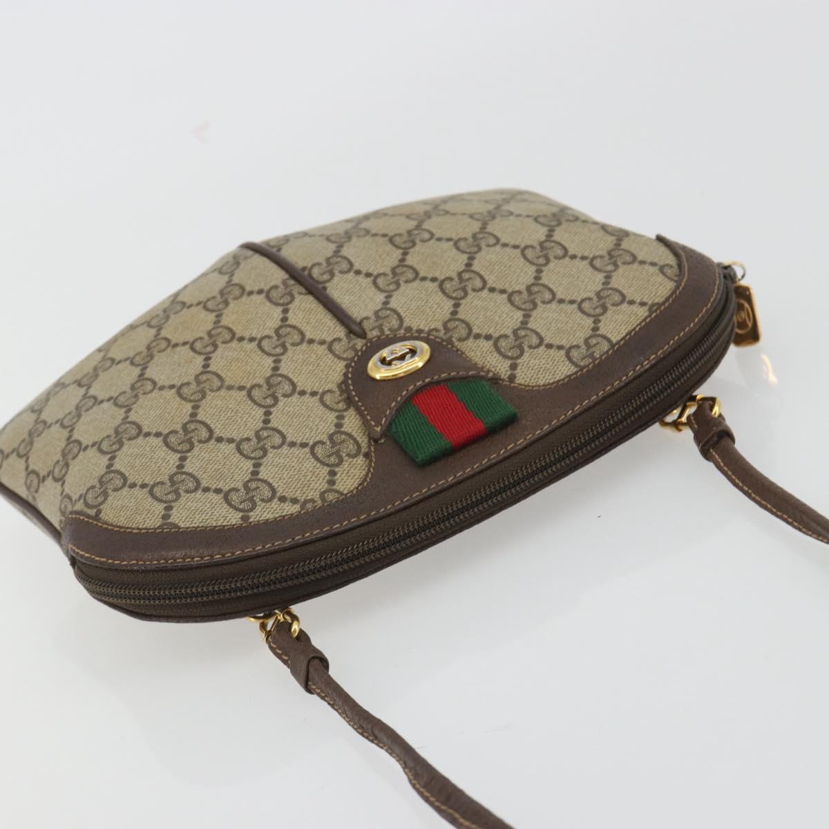 GUCCI GG Supreme Web Sherry Line Bag PVC Beige Gold 904 02 047 Auth 189616