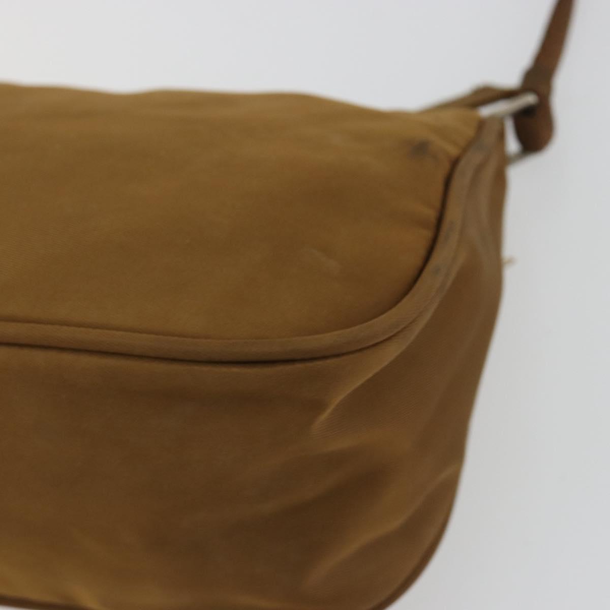 PRADA Accessory Pouch Nylon Brown Silver Auth 189617