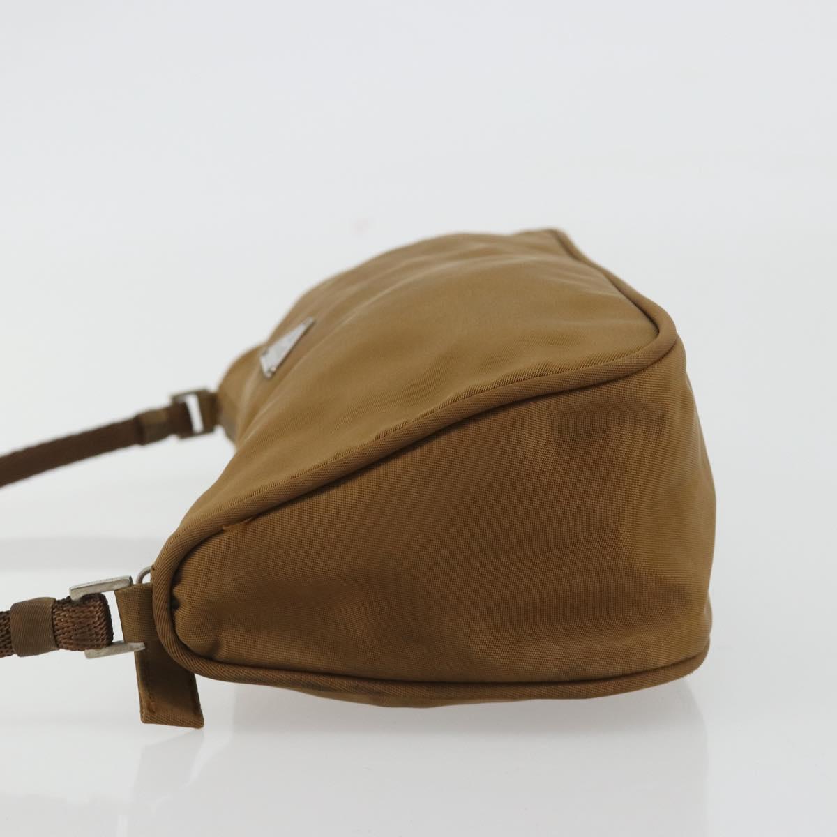 PRADA Accessory Pouch Nylon Brown Silver Auth 189617