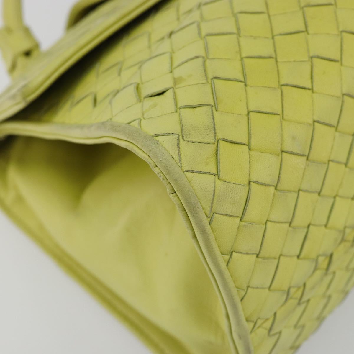 BOTTEGA VENETA INTRECCIATO Hand Bag Leather Yellow Gold Auth 189621