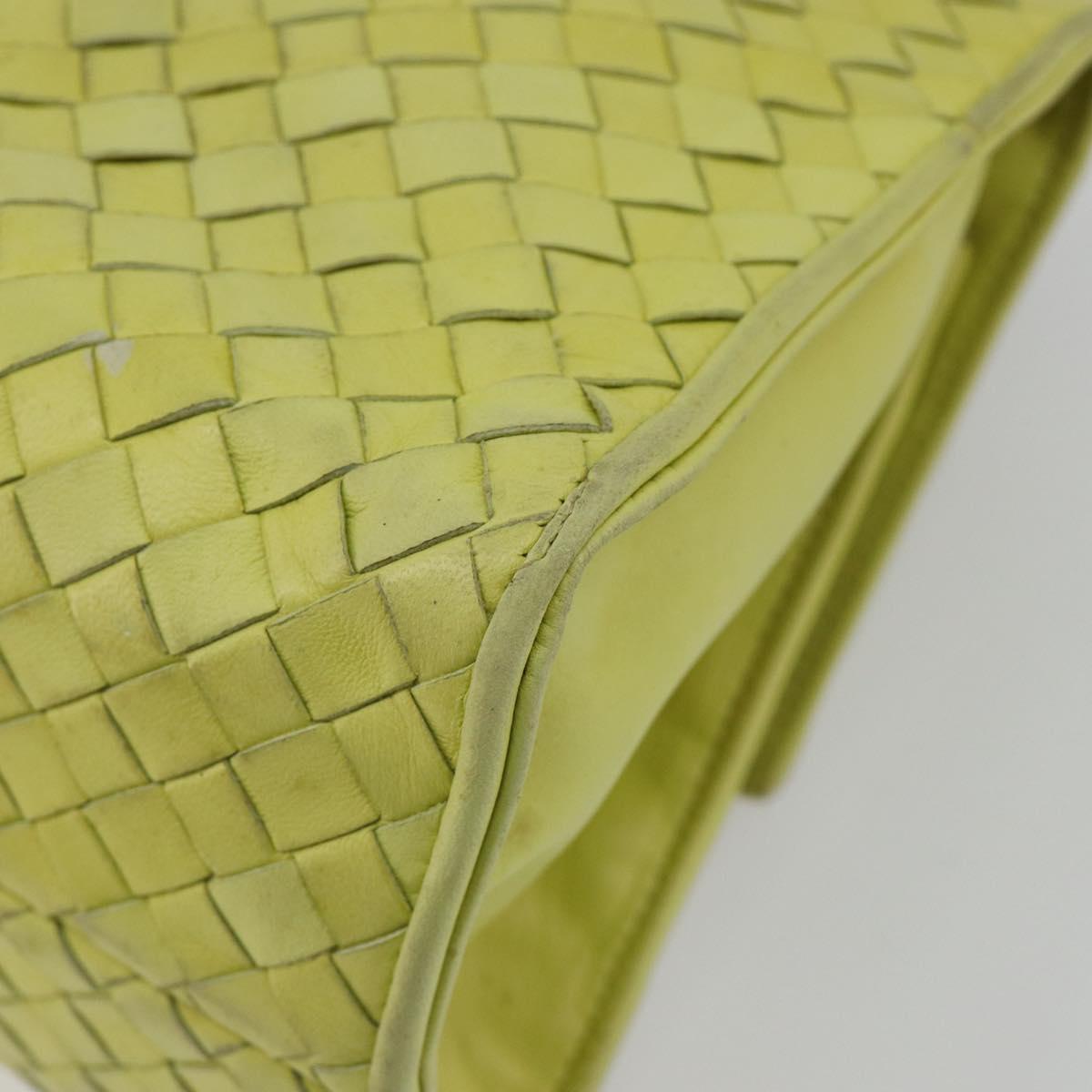 BOTTEGA VENETA INTRECCIATO Hand Bag Leather Yellow Gold Auth 189621