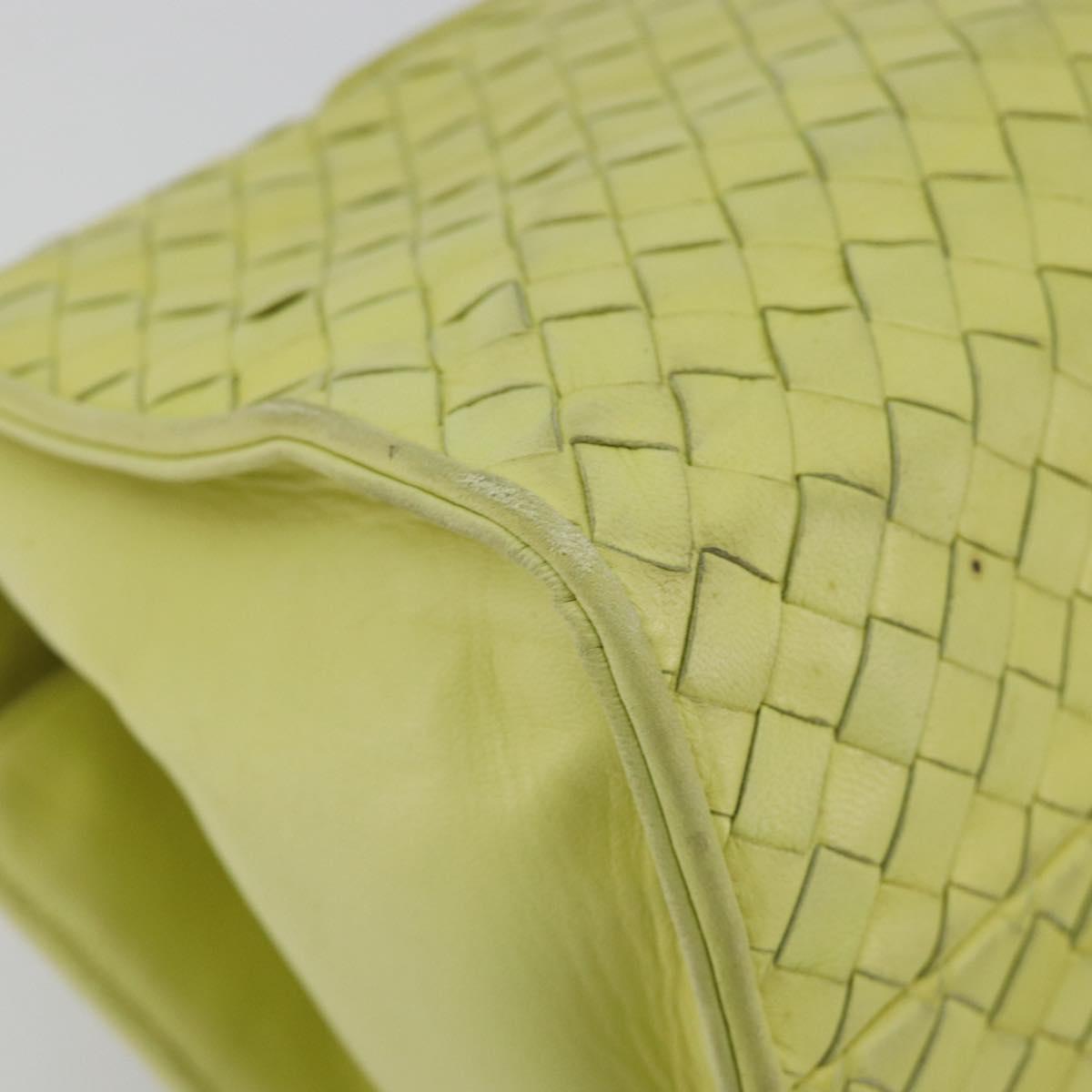 BOTTEGA VENETA INTRECCIATO Hand Bag Leather Yellow Gold Auth 189621