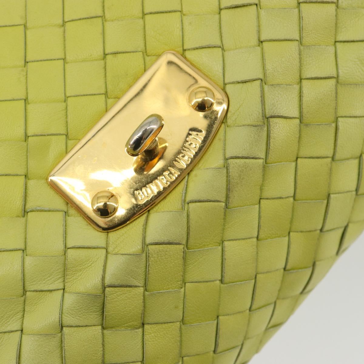 BOTTEGA VENETA INTRECCIATO Hand Bag Leather Yellow Gold Auth 189621