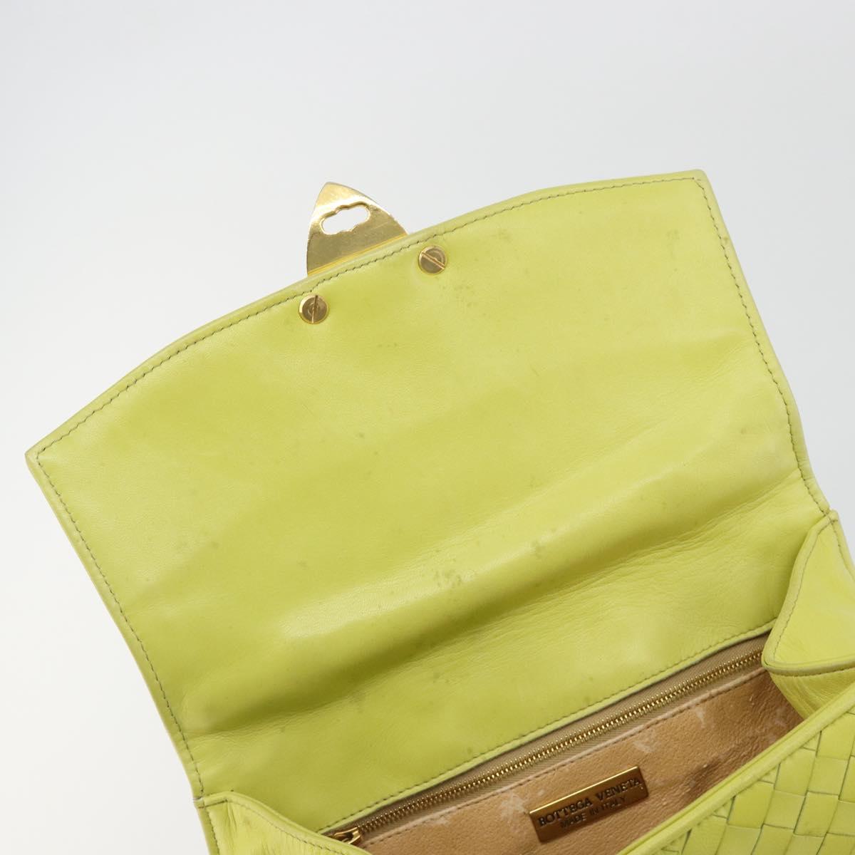 BOTTEGA VENETA INTRECCIATO Hand Bag Leather Yellow Gold Auth 189621