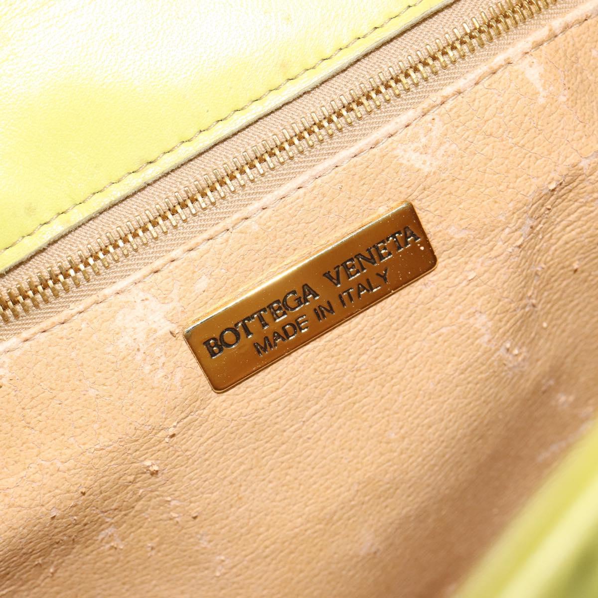 BOTTEGA VENETA INTRECCIATO Hand Bag Leather Yellow Gold Auth 189621